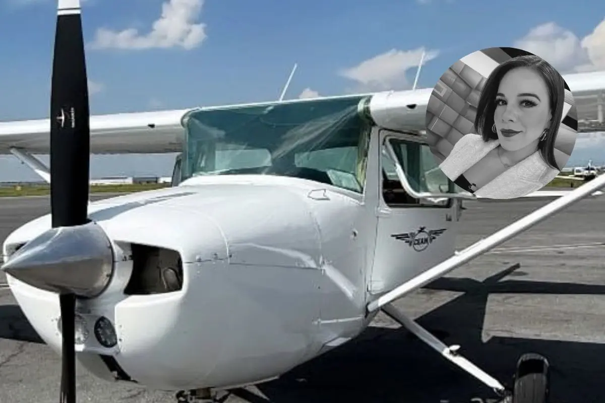 La conductora de noticias, Débora Estrella, murió tras desplomarse la avioneta Cessna XB-BGH en la que viajaba en el Parque Industrial Ciudad Mitras, en el municipio de García, Nuevo León. Foto: Facebook / Instagram Debora Estrella
