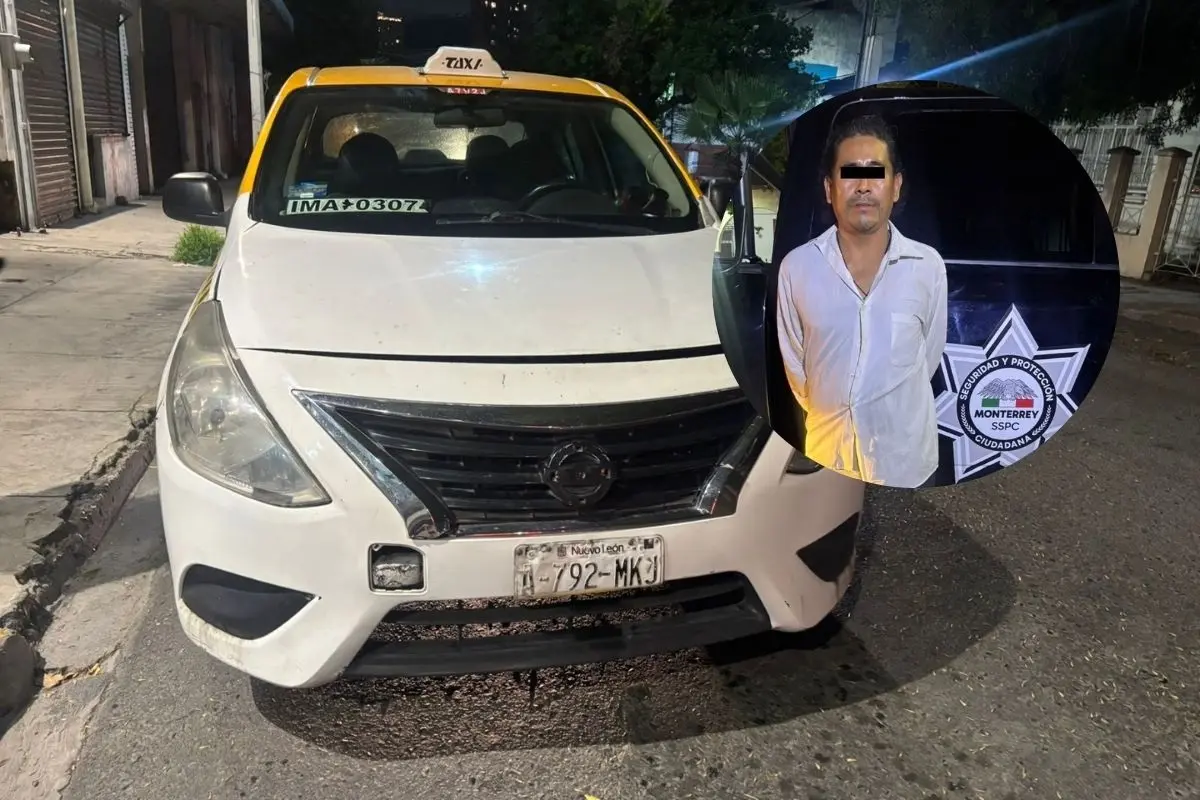 Un taxista fue detenido en el centro de Monterrey. Foto: Policía de Monterrey