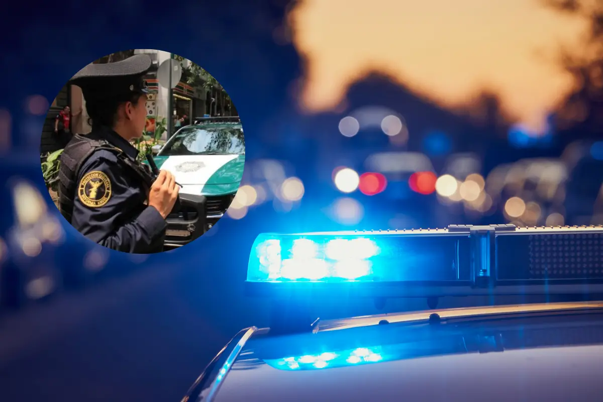 De fondo patrulla, policía de la SSC. Foto: Canva | Gobierno CDMX