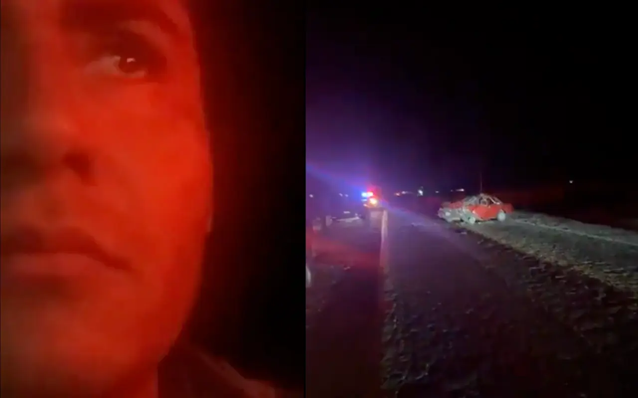 Reportero y auto accidentado. Captura de pantalla: X (@ElInformanteMX)