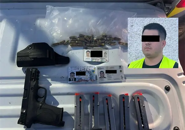 Detienen a hombre con permiso falso para portar arma en Santiago, Nuevo León