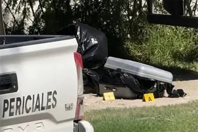 Maleta en la que fue encontrado el torso de la víctima. Foto: Carlos García