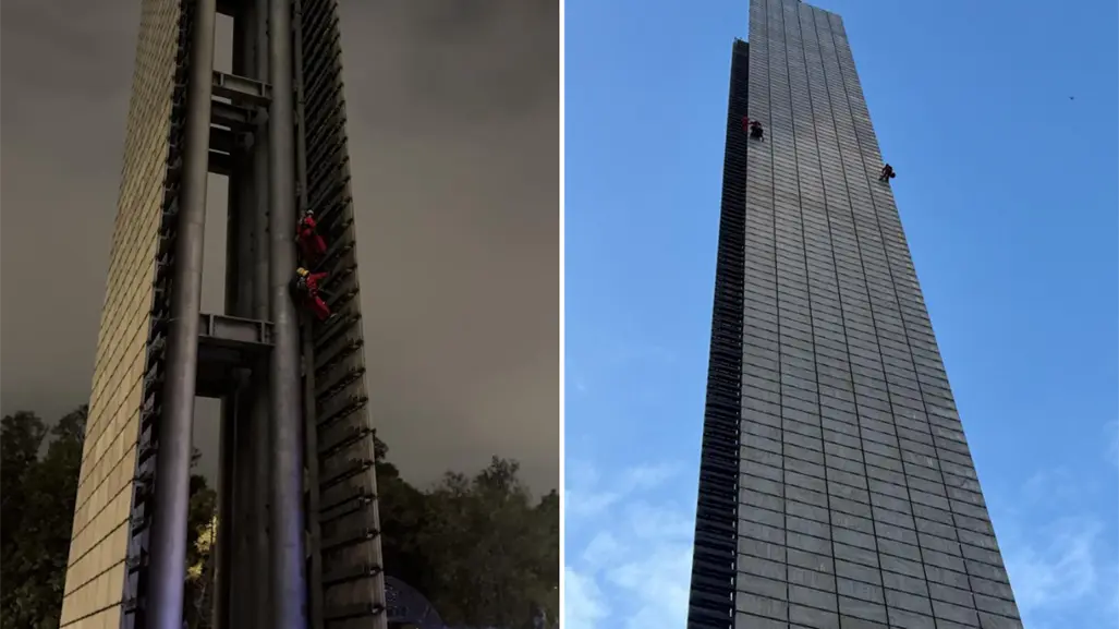 Activistas de Greenpeace escalan Estela de Luz para exigir protección de Selva Maya a Semarnat