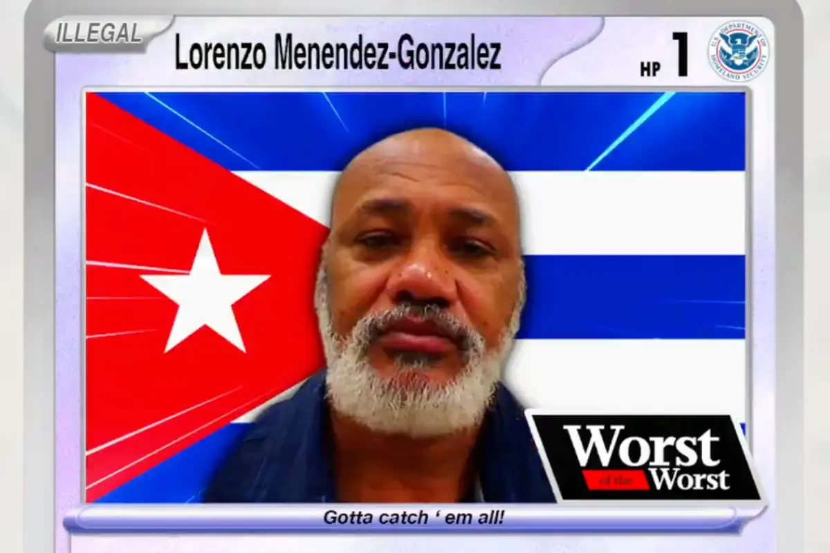 Migrante detenido en tarjeta de Pokémon Foto: X(Twitter) @DHSgov/Wikipedia