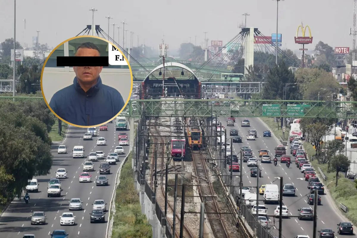 De fondo la Calzada Ignacio Zaragoza, policía detenido. Foto: Neon372 | SSC