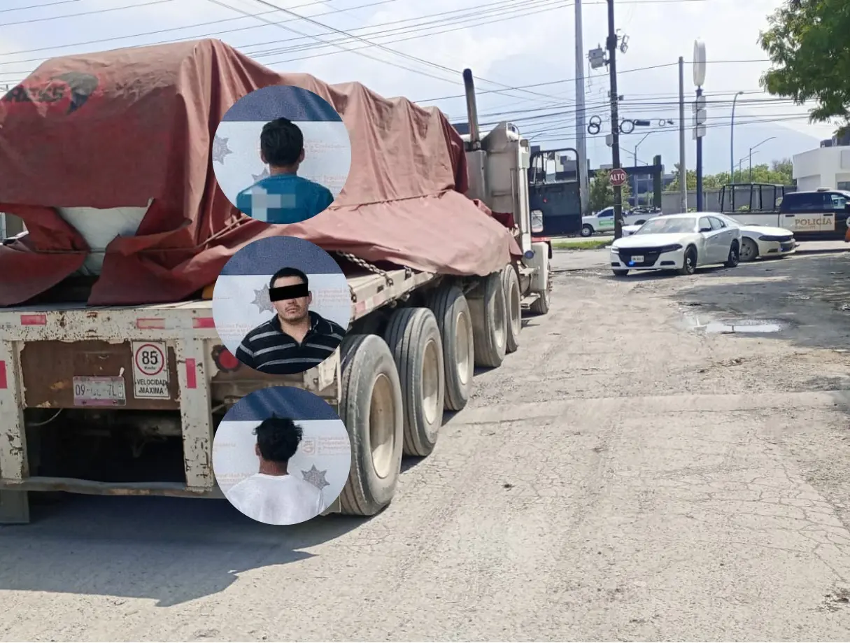 La Policía de Guadalupe implementó un cerco táctico en la Colonia Central de Carga, casi en el cruce con Bonifacio Salinas, por esa acción, los oficiales lograron detener el tráiler. Foto: Policía de Guadalupe/Canva.