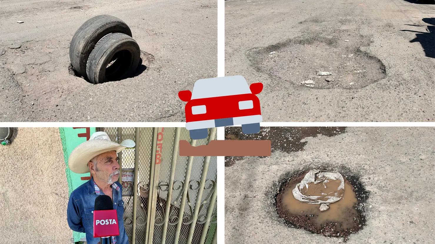 Con llantas vecinos tapan los baches: Foto Alejandro Ávila.