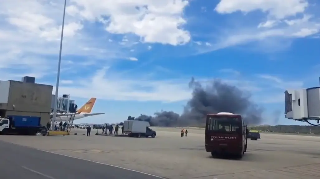 Aeronave se estrella en pista del Aeropuerto Internacional Simón Bolívar de Maiquetía, Venezuela