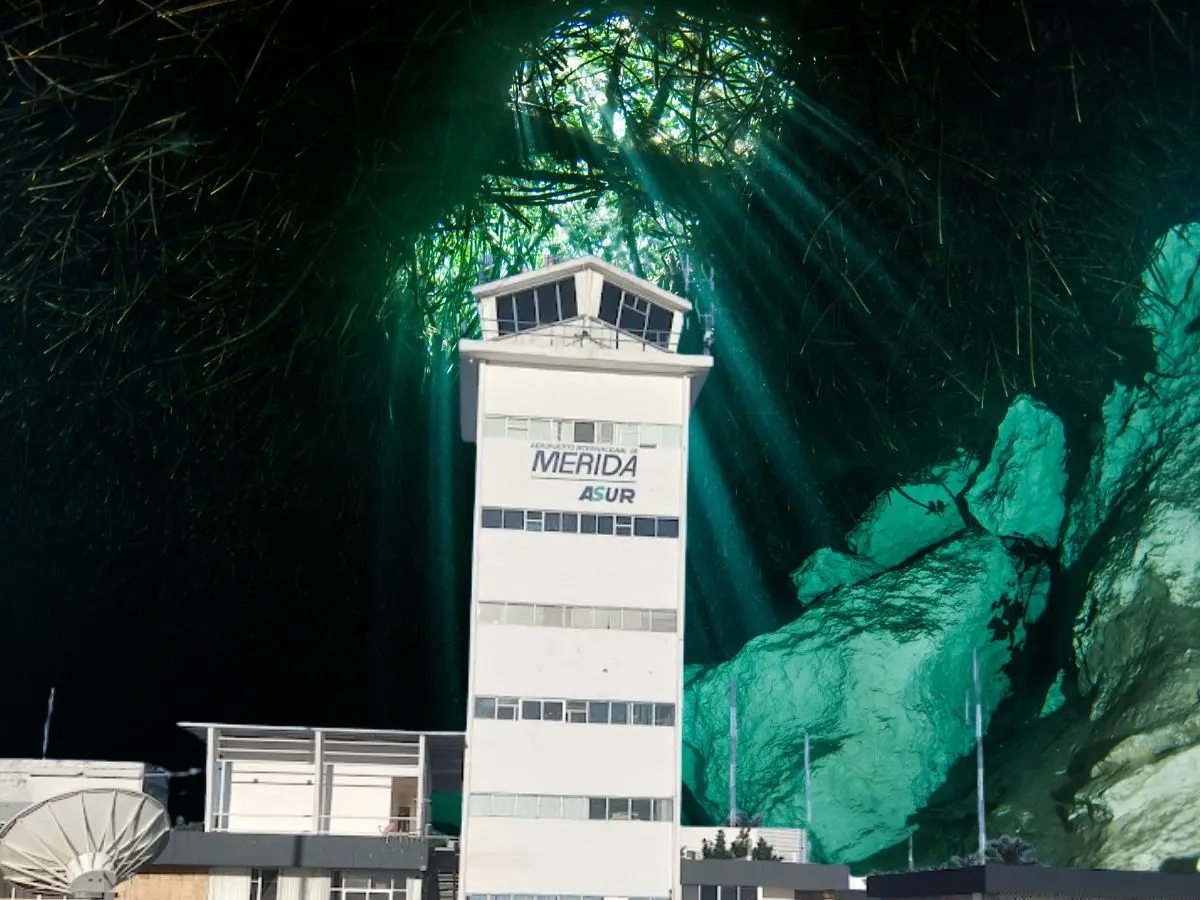 El creador de contenido Oswaldo Matú entró a la terminal aérea de Mérida para conocer el cenote Pikit Beh, que por su ubicación, es poco conocido.- Fuente archivo POSTSA y Canva