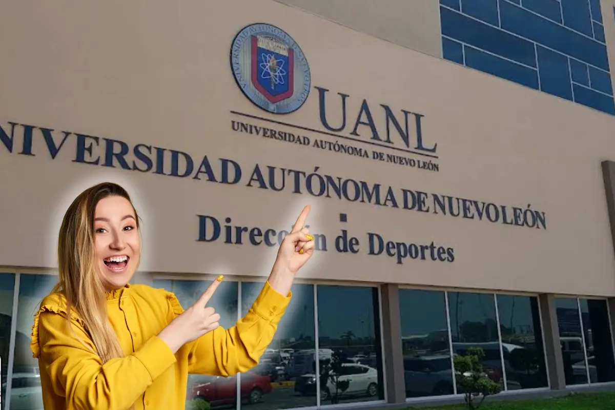 Una mujer señalando la Dirección de Deportes de la UANL. Foto: Canva