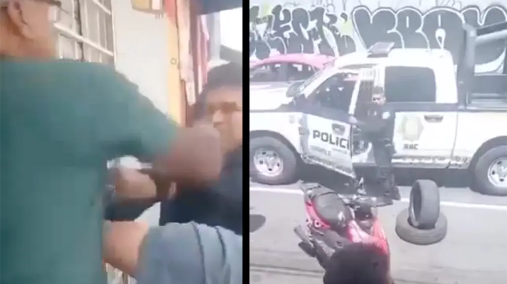 VIDEO | Policía de CDMX pelea a golpes con un hombre en Lomas de Plateros