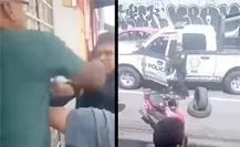 VIDEO | Policía de CDMX pelea a golpes con un hombre en Lomas de Plateros