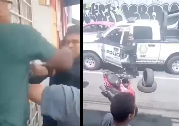 VIDEO | Policía de CDMX pelea a golpes con un hombre en Lomas de Plateros