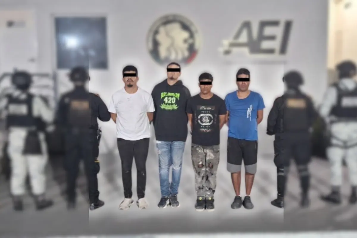 Cuatro hombres detenidos tras riña en la colonia Alianza en Monterrey. Foto: Fuerza Civil