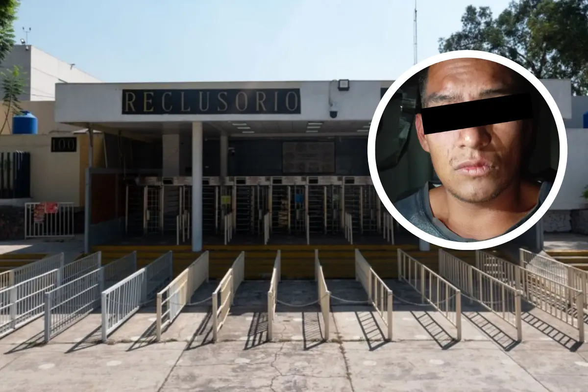 De fondo Reclusorio Oriente, reo detenido. Foto: Gobierno CDMX | X @PabloVazC