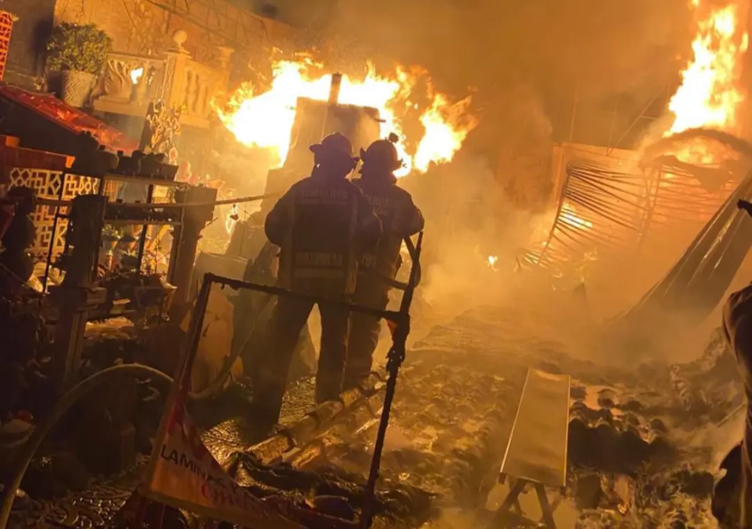 Bomberos de Chimalhuacán sofocaron las llamas y lograron rescatar con vida a ocho tortugas. Imagen: Especial