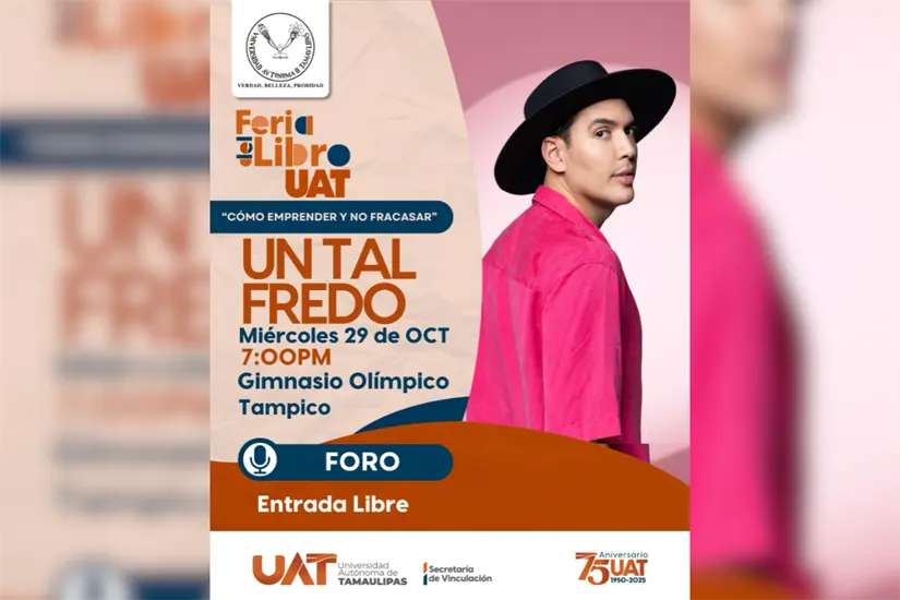 El influencer Un Tal Fredo es invitado a la Feria Universitaria del Libro. Foto: UAT