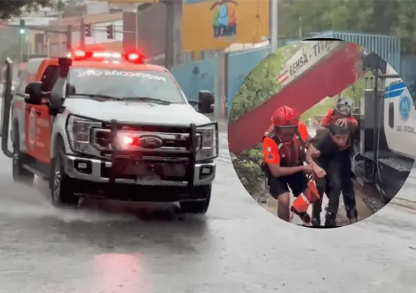Protección Civil rescata a persona atrapada en corriente del arroyo Santa Anna en Juárez