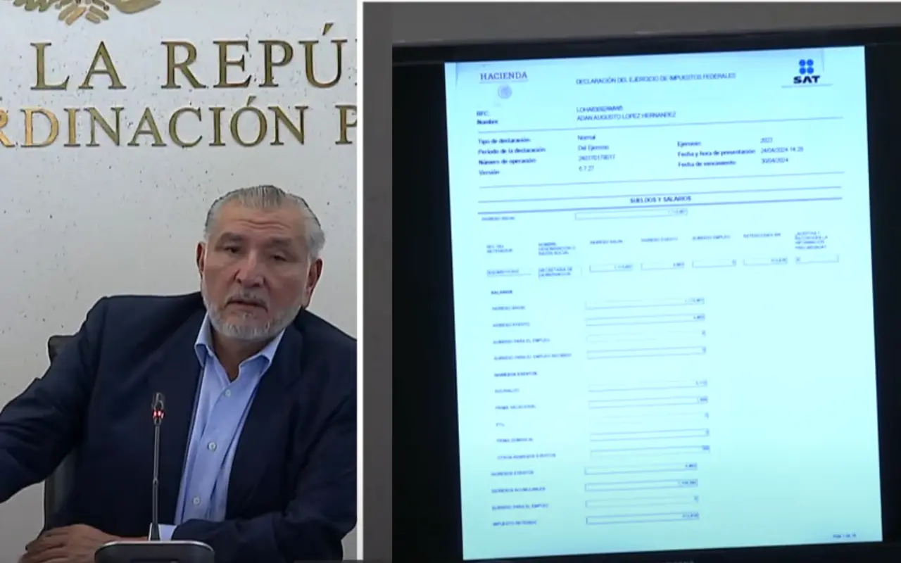 Adán Augusto y declaración. Captura de pantalla: YouTube (Canal del Congreso México)