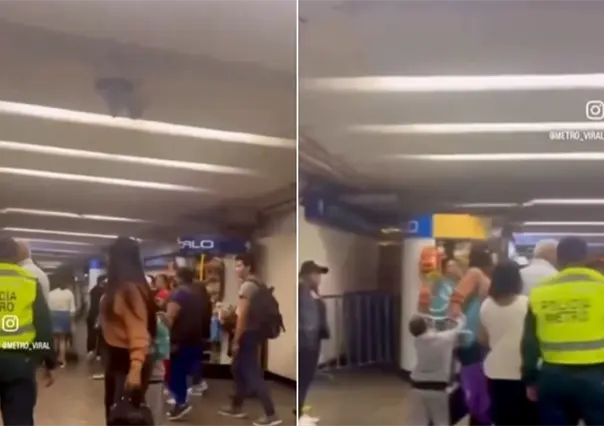 VIDEO | Mujer pierde el control y agrede a policías del Metro CDMX porque había mucha gente