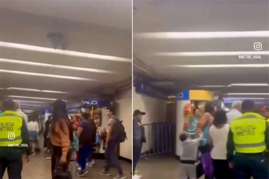 VIDEO | Mujer pierde el control y agrede a policías del Metro CDMX porque había mucha gente