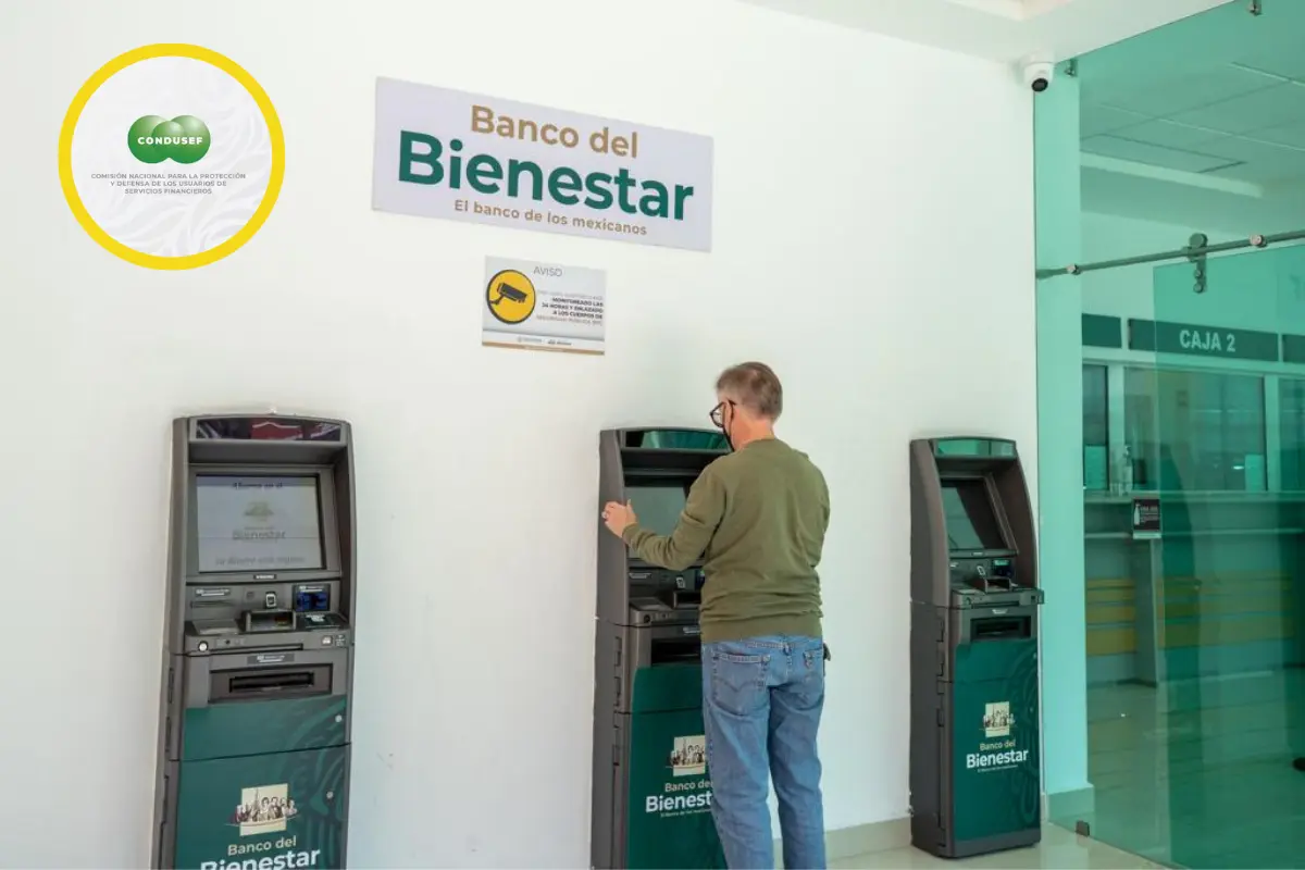 Condusef te dice qué hacer si no puedes cobrar la Pensión Bienestar en cajeros automáticos. Foto: Banco del Bienestar | Condusef | Canva