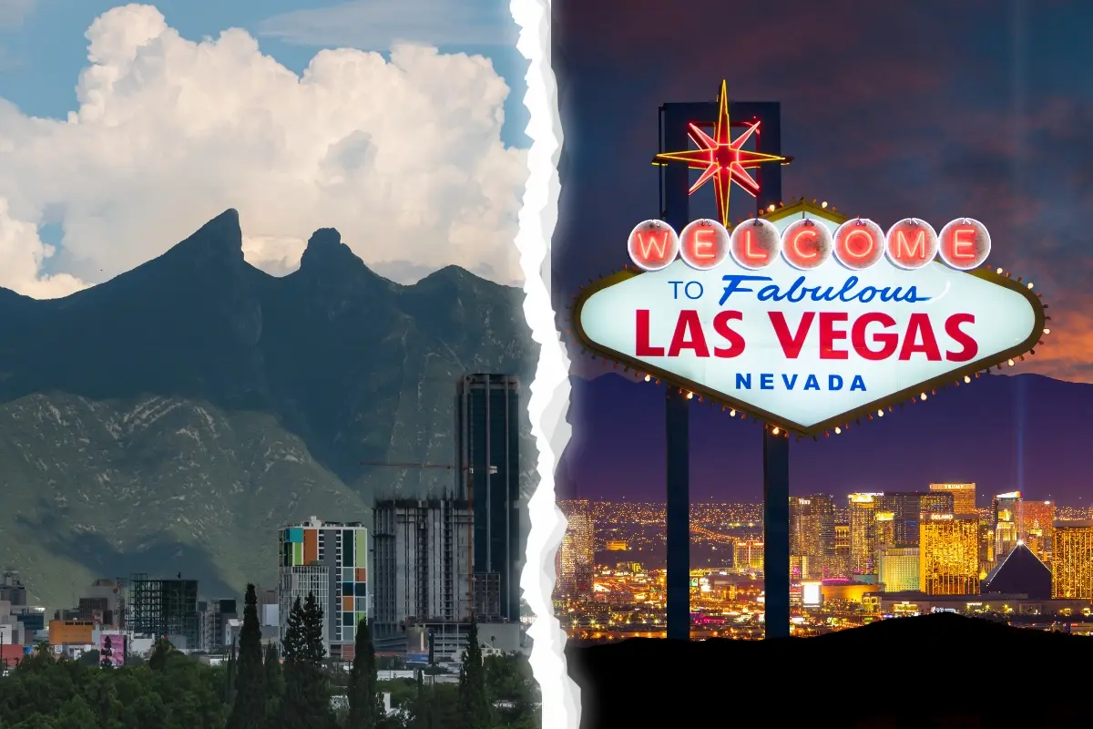 El Cerro de la Silla y un letrero de Las Vegas. Foto: Canva