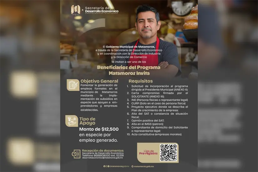 Requisitos para ingresar al programa. Foto: Gobierno de Matamoros
