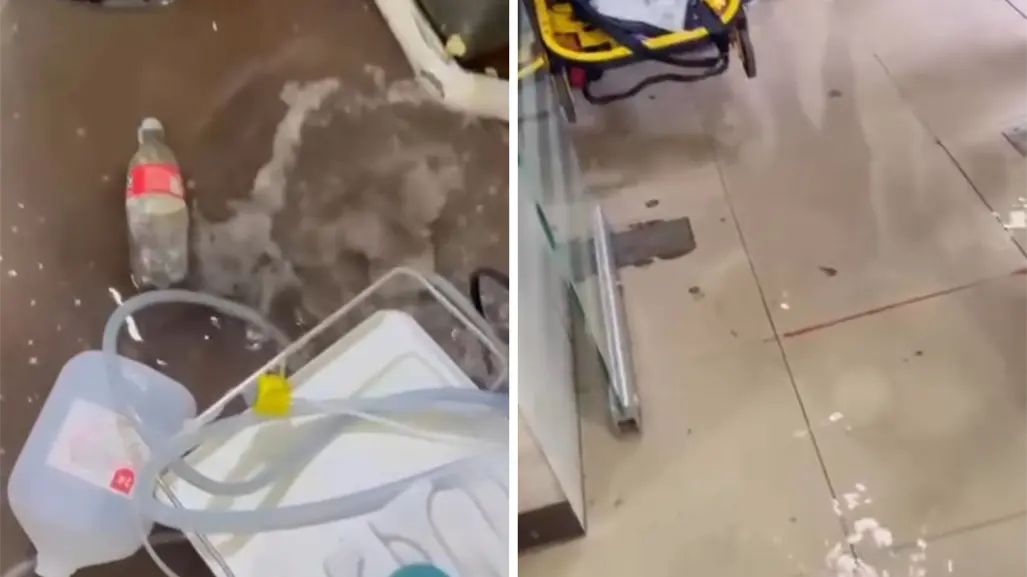 IMSS 5 de febrero en La Paz se inunda tras fuertes lluvias de este jueves