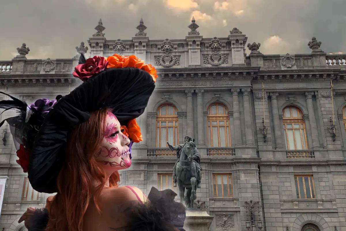 De fondo museo, catrina. Foto: X @MUNALmx