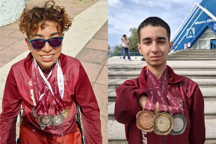 Santiago Fonseca Ramírez y Ángel Alejandro Ríos Avilés medallistas paralímpicos | Foto: Perla Herrera