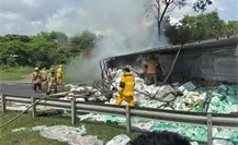 Tragedia en Altamira: chofer muere calcinado tras volcar en su tráiler