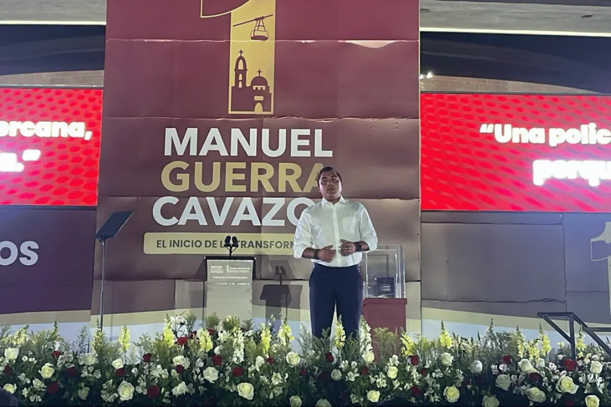 Manuel Guerra Cavazos rinde su primer informe de resultados en el municipio de García. Foto: Captura.