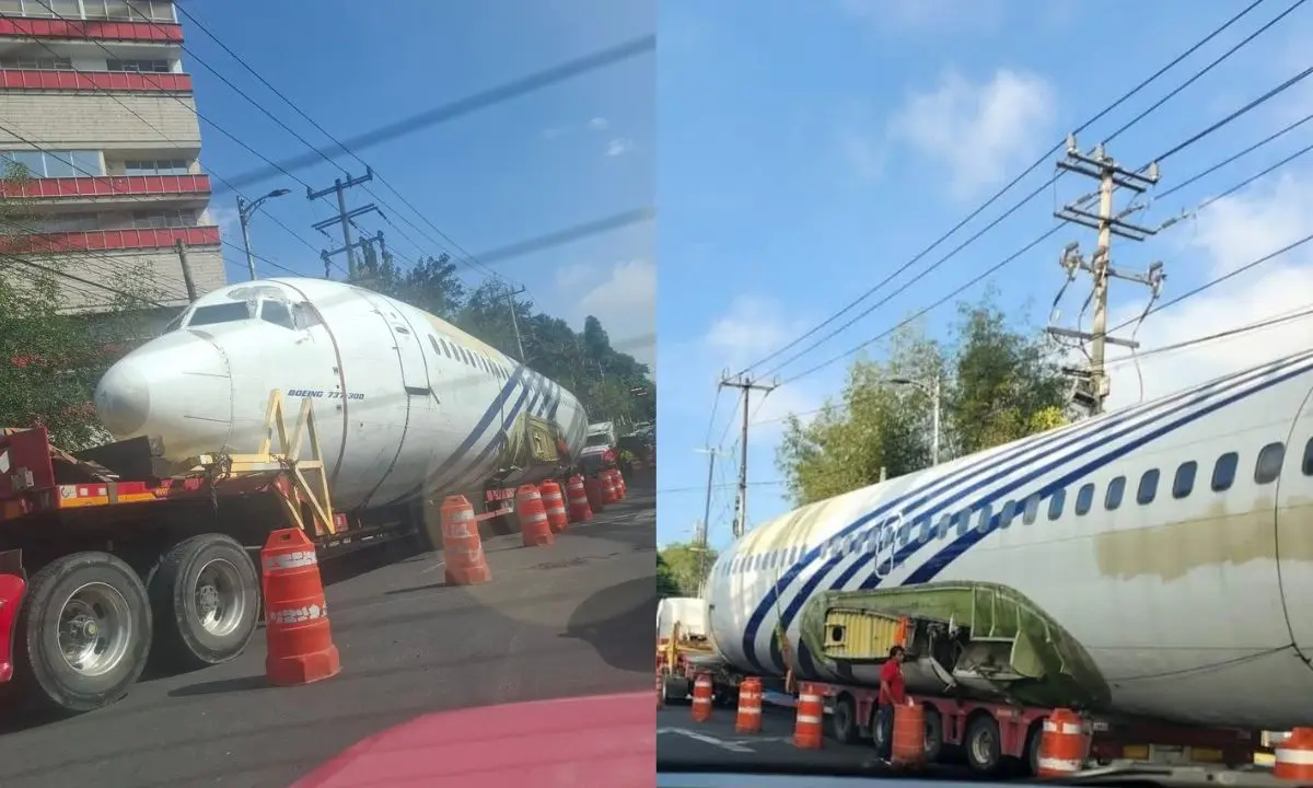 Avión Boing 737 estacionado en Periférico.   Foto: X (@Fanvg28) | X (@Akus27) | Canva