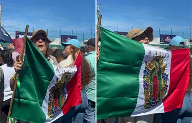 Mujer pide a Claudia Sheinbaum cambiar el águila de la bandera por la Virgen de Guadalupe