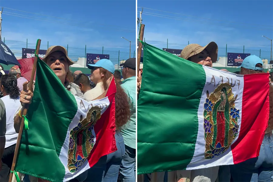 Mujer pide a Claudia Sheinbaum cambiar el águila de la bandera por la Virgen de Guadalupe