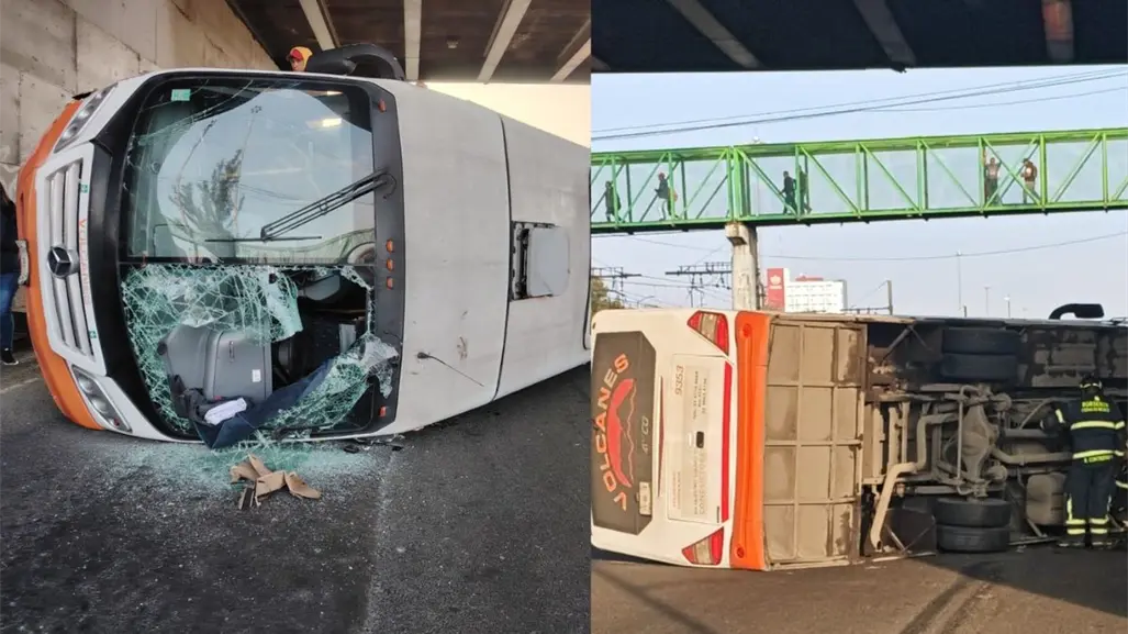 Volcadura de transporte público en Calzada Ignacio Zaragoza en CDMX deja varios lesionados