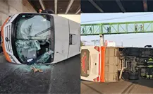 Volcadura de transporte público en Calzada Ignacio Zaragoza en CDMX deja varios lesionados