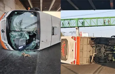 Volcadura de transporte público en Calzada Ignacio Zaragoza en CDMX deja varios lesionados