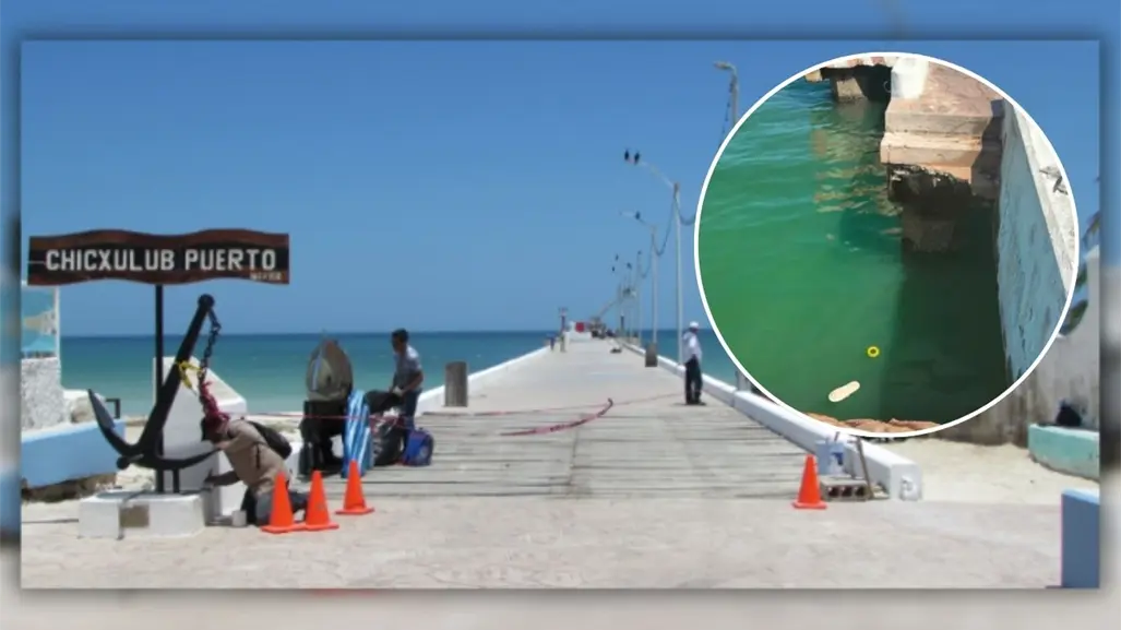 Se desploma muelle de Chicxulub Puerto y deja dos jóvenes heridos