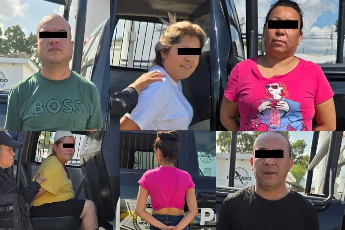 Los cinco adultos y la menor fueron trasladados a las instalaciones de la Policía de Monterrey Foto: Policía de Monterrey