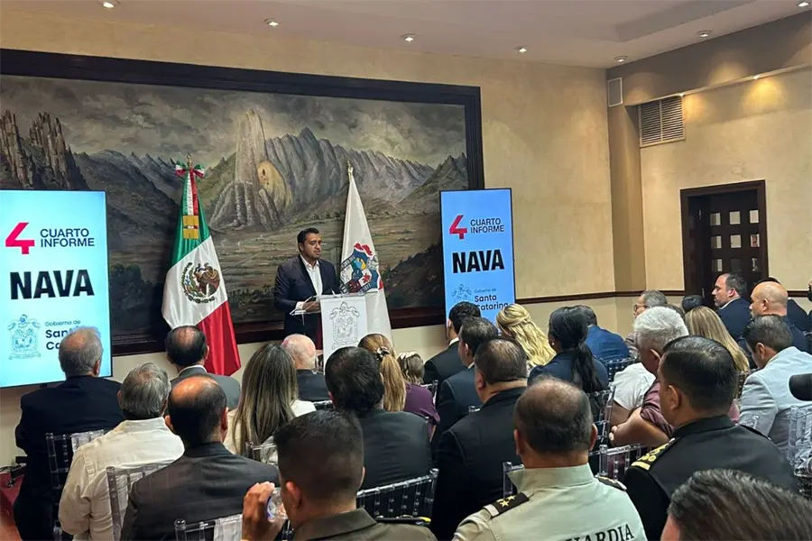 Jesús Nava rinde su cuarto informe de gobierno en Santa Catarina destacando seguridad y transporte gratuito