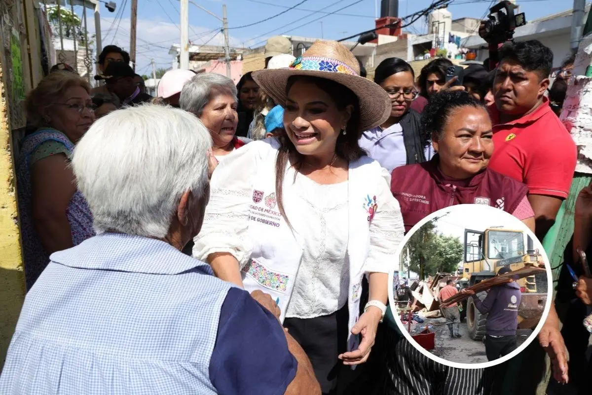 Clara Brugada garantiza ayuda económica y seguro a familias afectadas en Iztapalapa. Foto:  Gobierno CDMX l Canva