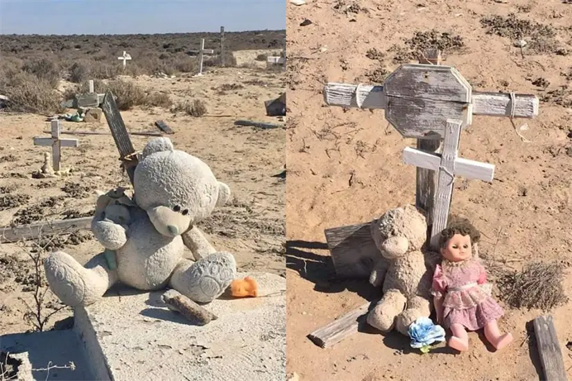 El cementerio refleja las duras condiciones de vida de las familias que llegaron a Guerrero Negro. Foto: Facebook / San Quintín Mas Cerca De Ti