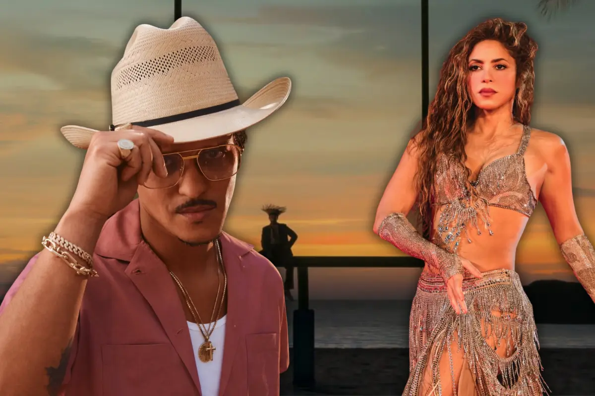 Shakira y Bruno Mars reaccionan al anuncio de Bad Bunny (Foto: IG @brunomars, @shakira, @nfl / Canva)