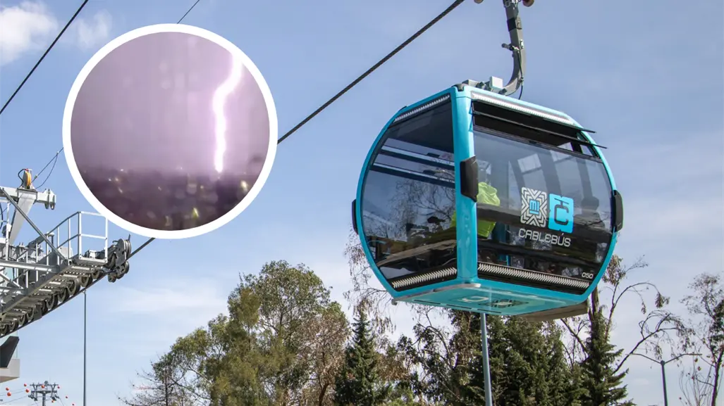 VIDEO | Así se ve la caída de un rayo desde el Cablebús CDMX durante intensa tormenta eléctrica