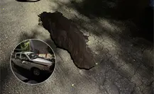 Cae patrulla de la SSC en socavón de Iztapalapa; vecinos acusan negligencia
