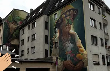 Artista de Durango se luce con un increíble mural en una ciudad histórica de Alemania