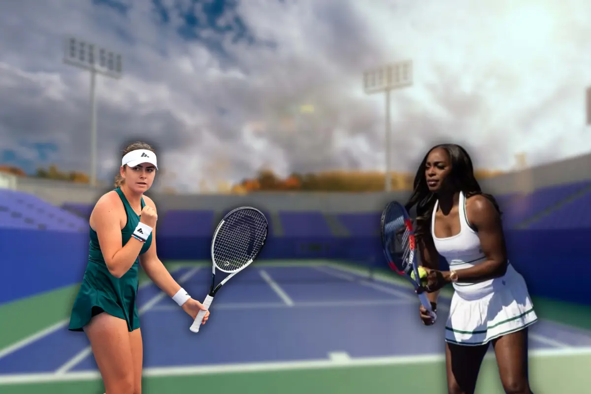 La campeona del US Open, Sloane Stephens (der.),  y la defensora del título de campeona del Abierto de Tampico, Marina Stakusic (izq.). Foto: Axel Hassel