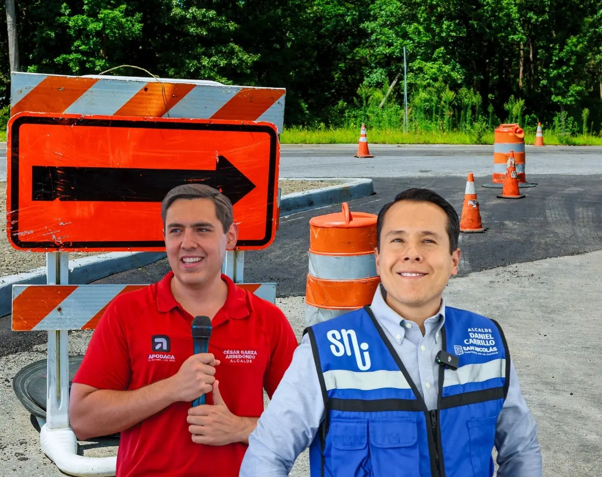 César Garza Arredondo informó que la renovación de la avenida Aceros será un esfuerzo coordinado entre los gobiernos de Apodaca y San Nicolás de los Garza. Foto: Canva/César Garza Arredondo/Daniel Carrillo Martínez.
